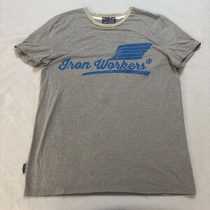 Vintage Iron Workers Mens Graphic T Shirt Gray Wings Logo Style 2XL Casual